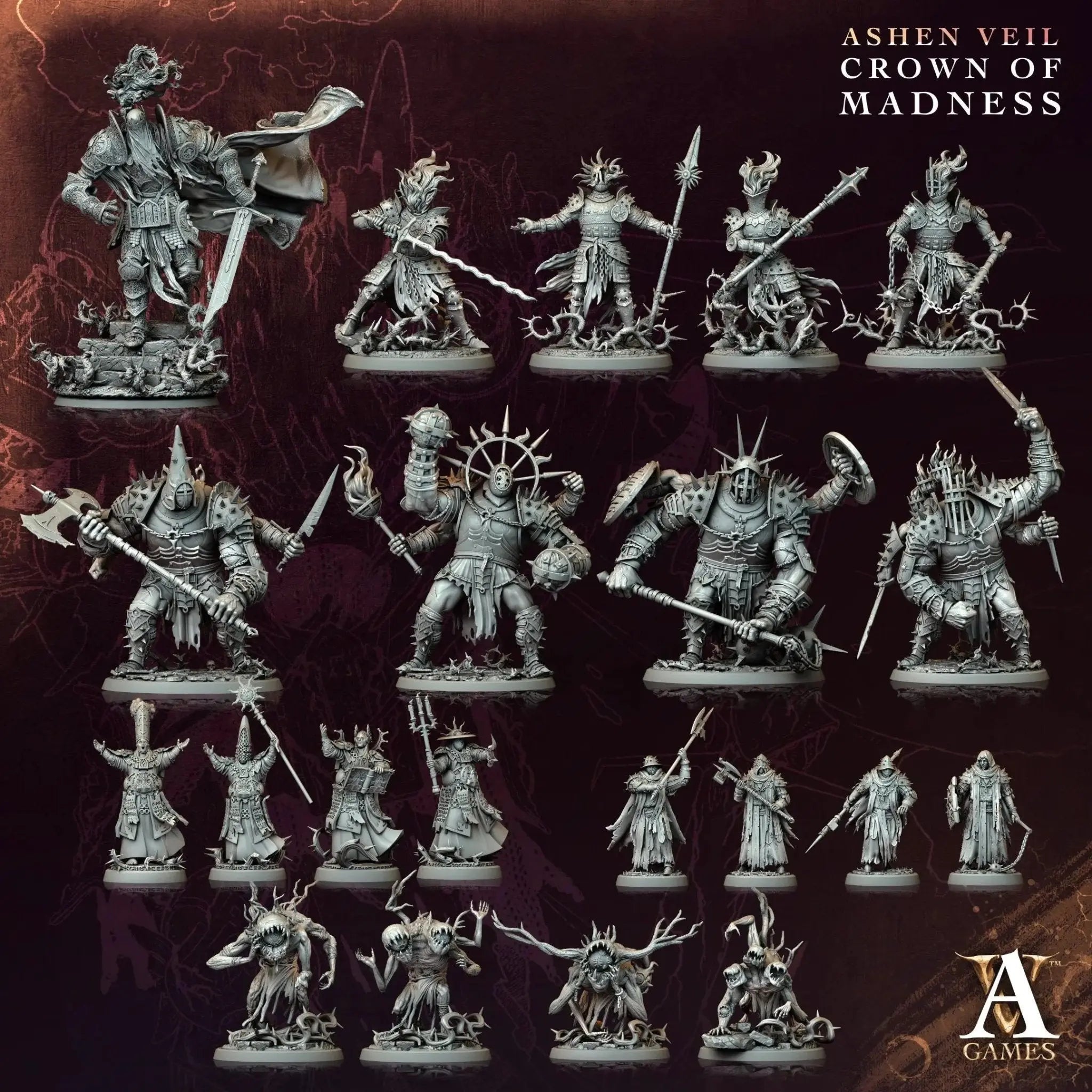 Ashen Veil - Crown of Madness - STL Bundle - Archvillain Games