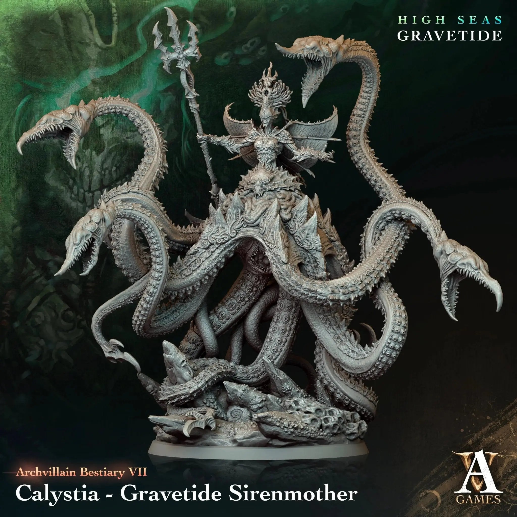 Calystia - Gravetide Sirenmother - STL - Archvillain Games