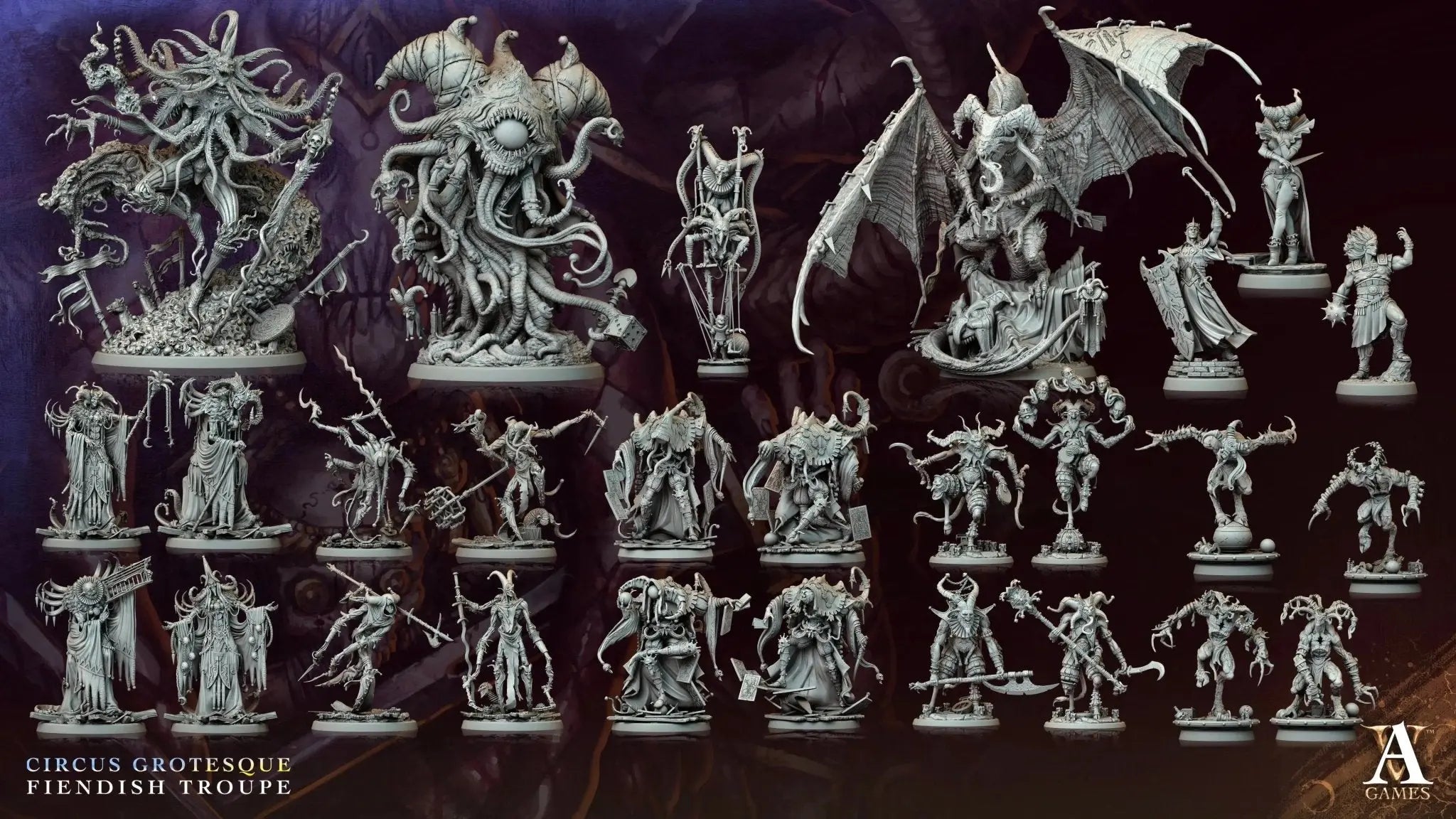 Circus Grotesque - Fiendish Troupe - STL Bundle - Archvillain Games
