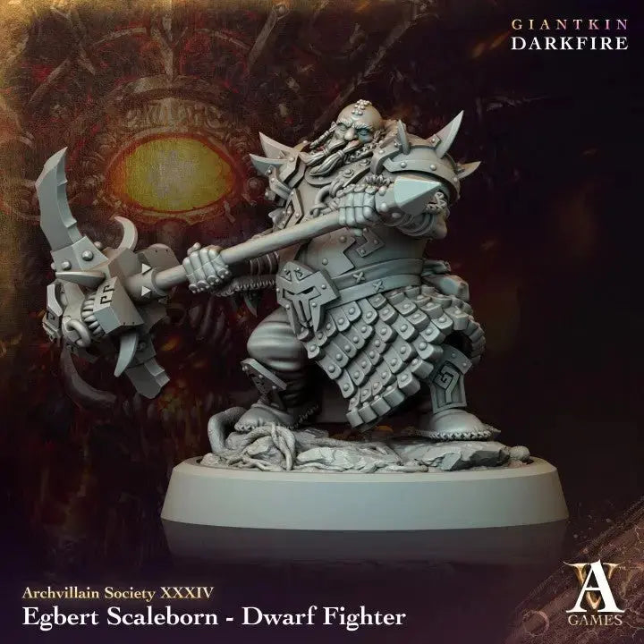 Egbert Scaleborn - Dwarf Fighter - STL - Archvillain Games