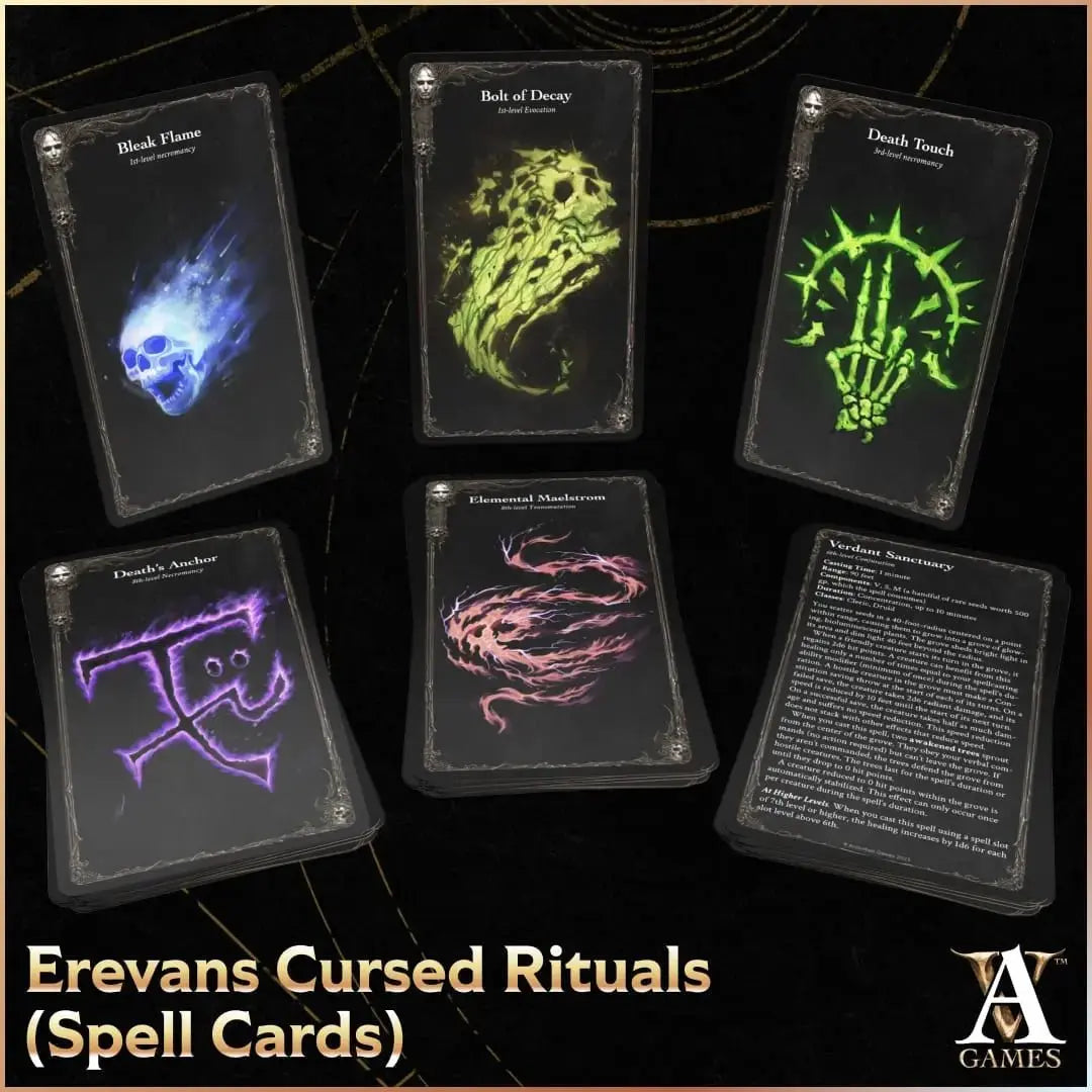 Erevan's Cursed Rituals - Spell Cards PDF - Archvillain Games