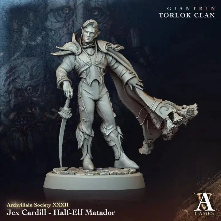 Jex Cardill - Half Elf Matador - STL - Archvillain Games
