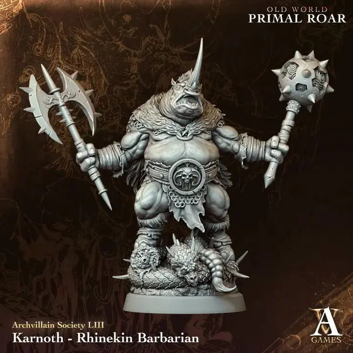 Karnoth - Rhinekin Barbarian - STL - Archvillain Games