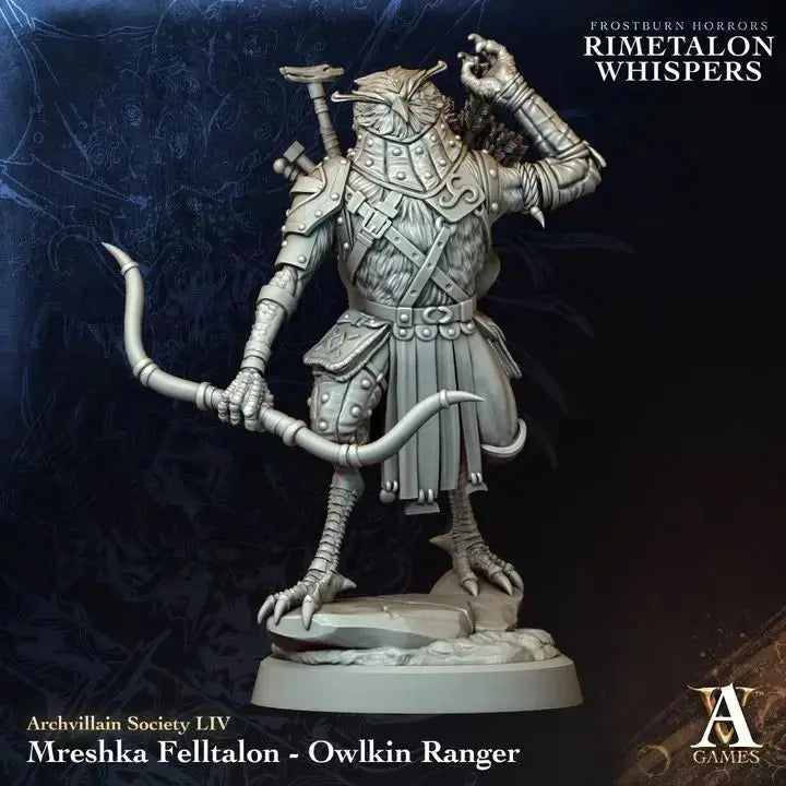 Mreshka Felltalon - Owlkin Ranger - STL - Archvillain Games