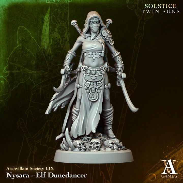Nysara - Elf Dunedancer STL - Archvillain Games