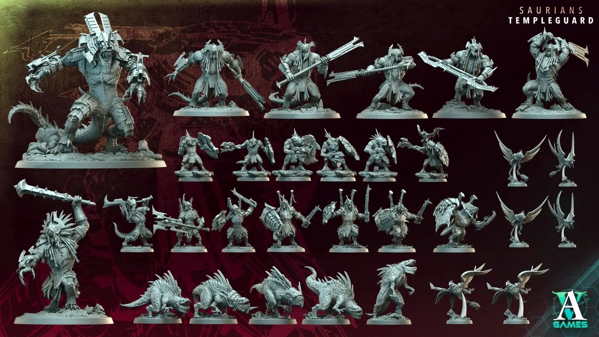 Saurian Huntlords - Templeguard - STL Bundle - Archvillain Games