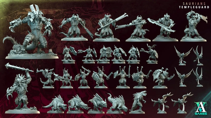 Saurian Huntlords - Templeguard - STL Bundle - Archvillain Games