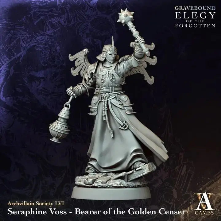 Seraphine Voss - Bearer of the Golden Censer - STL - Archvillain Games